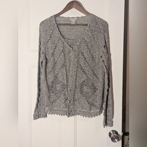 Teddi Women's Open-Knit Blue Two -In-One Cardigan Sweater. Vintage. Size Large.